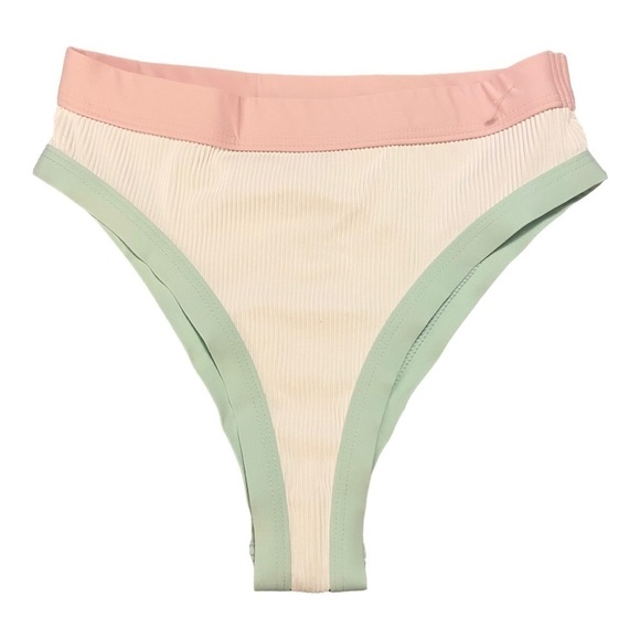 Roxy Pastel Ribbed High Leg Bikini Bottom NWOT - Picture 1 of 6